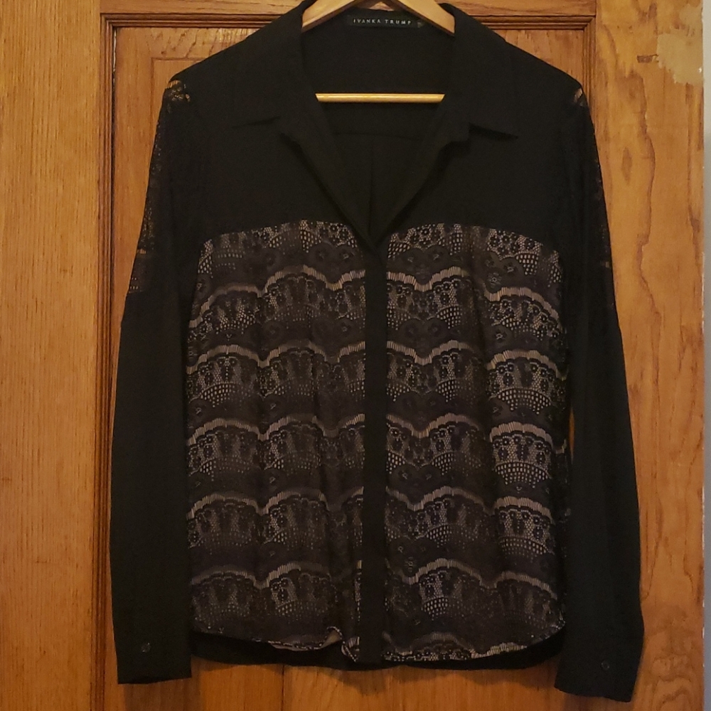 Black Lacey Button Down Blouse - image 1